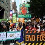 Tens of thousands rally in New York demanding end to fossil fuels