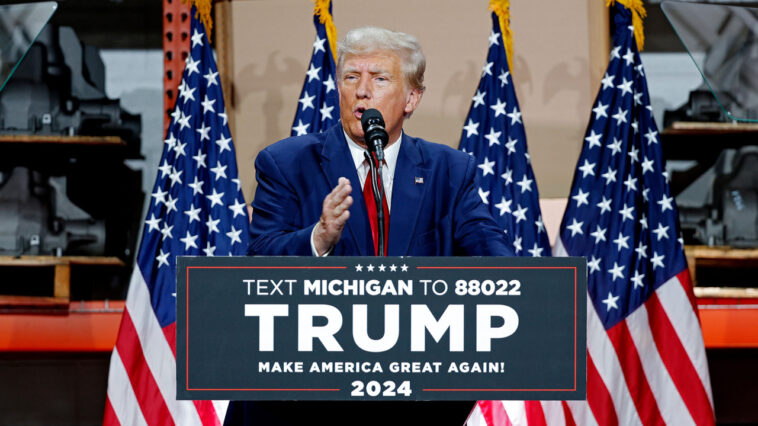 Trump jabs at Menendez and Biden in Michigan