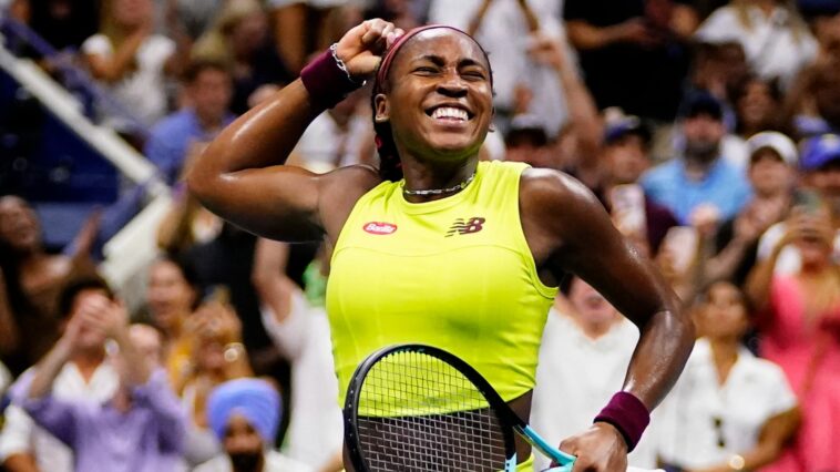 US Open: Coco Gauff reaches women's singles final but only after long delay due to climate change protesters