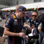 Red Bull driver Max Verstappen of the Netherlands signs autographs upon his arrival to the Hermanos Rodriguez race track in Mexico City, Thursday, Oct. 26, 2023