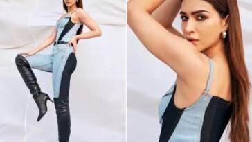 Kriti Sanon looks stunning in a denim-on-denim ensemble at Ganapath trailer launch