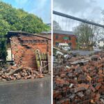 Building demolished after crash which leaves man injured