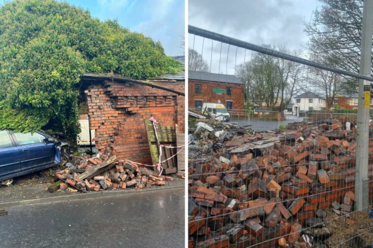 Building demolished after crash which leaves man injured