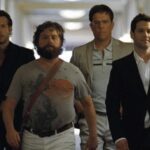 Bradley Cooper, Zach Galifianakis, Ed Helms and Justin Bartha in a scene from The Hangover