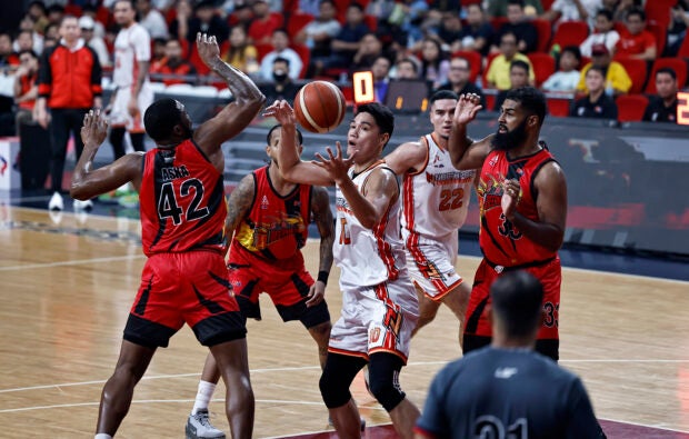 NorthPort Batang Pier's Arvin Tolentino against San Miguel Beermen. –PBA IMAGES