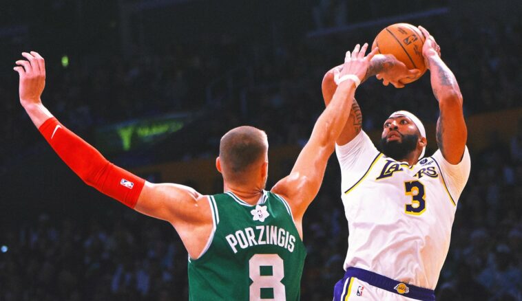 Celtics beat Lakers 126-115 behind Porzingis, Tatum despite 40 points from Anthony Davis