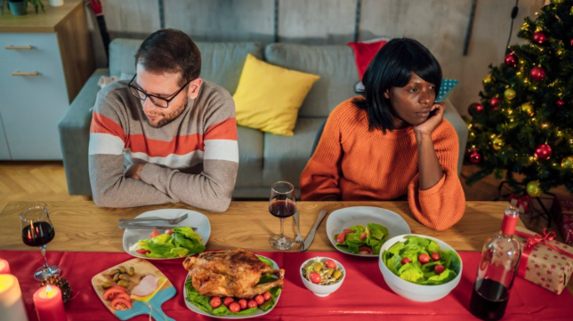 Couple arguing on Christmas day