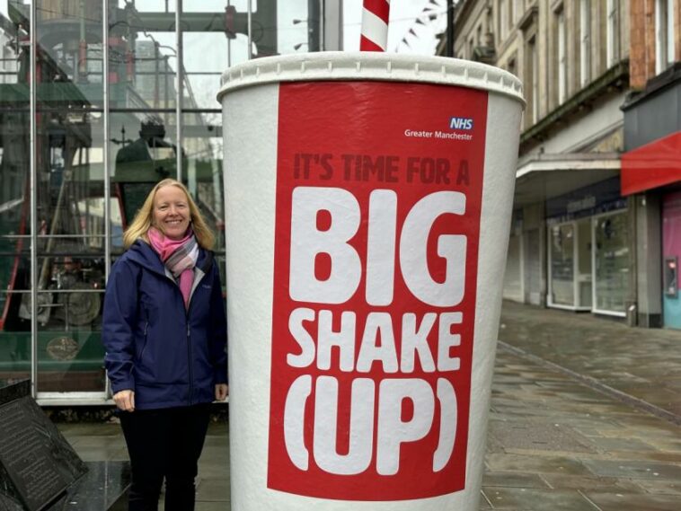 Giant milkshake arrives in Bolton to raise awareness on important issue