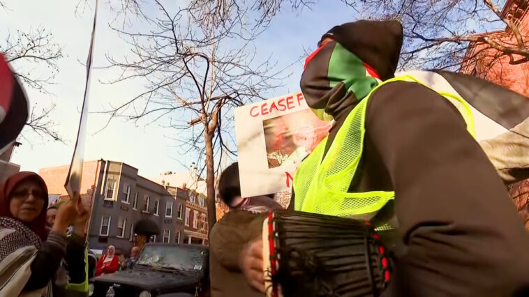 Pro-Palestine activists outside Jake Sullivan's home on Christmas Day