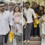 Ram Charan, Upasana visit Mahalakshmi temple as their daughter Klin Kaara turns 6 months old