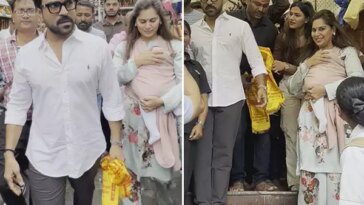 Ram Charan, Upasana visit Mahalakshmi temple as their daughter Klin Kaara turns 6 months old