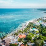 Aerial view of the Akumal Bay in Quintana Roo, Mexico