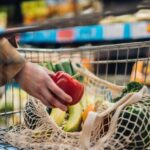 Grocery Shopping With Reusable Shopping Bag At Supermarket