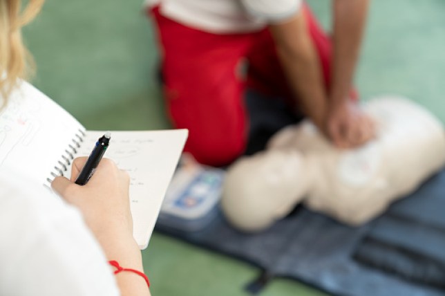 First aid CPR training class.