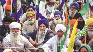 Farmers at the Punjab-Haryana Shambhu border during their Delhi Chalo protest on Sunday | PHOTO: PTI