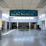 An abandoned airport lobby.