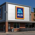 Aldi Discount Supermarket. Aldi sells a range of grocery items, including produce, meat & dairy, at discount prices.