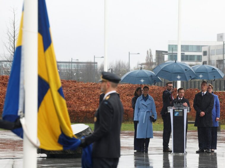 Flag of NATO’s 32nd member, Sweden, raised at alliance’s headquarters