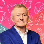 A picture of Louis Walsh in front of tea cups