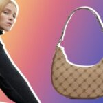 Image of model posing with bag from Mango that looks similar to one from Gucci