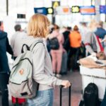 check-in queue at the airport