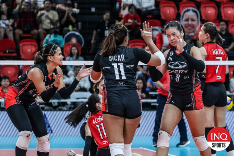 Chery Tiggo Crossovers' Pauline Gaston, Alina Bicar and Eya Laure  PVL All-Filipino Conference