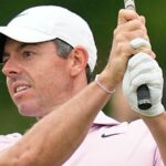 Rory McIlroy, of Northern Ireland, watches his tee shot on the second hole during the third round of the Texas Open golf tournament, Saturday, April 6, 2024, in San Antonio. (AP Photo/Eric Gay)