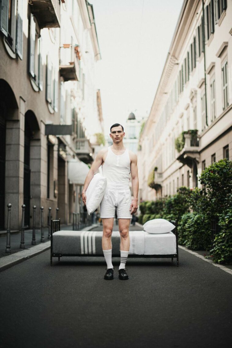 Thom Browne Stages Performance in Milan Unveiling Frette Collaboration