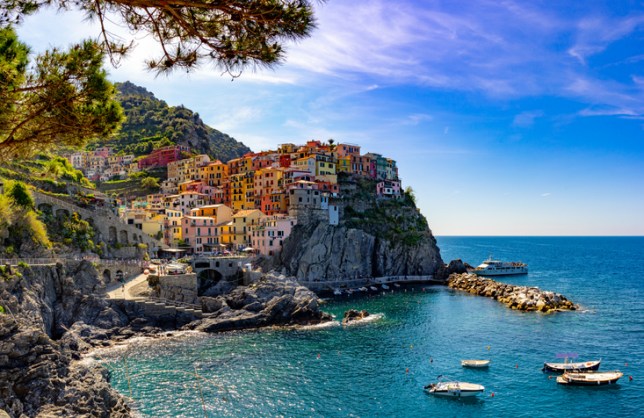 Scenic view of sea against sky,Manarola,La Spezia,Italy