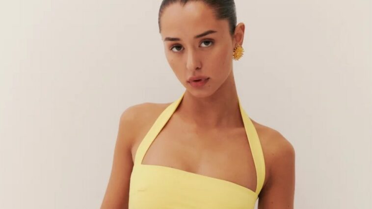 Reformation yellow bikini