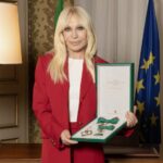 Donatella Versace was awarded with the Grand Officer of the Order of Merit of the Italian Republic title for her contribution to Italian fashion, culture and humanitarian work.