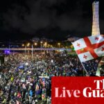 Georgia protests: prime minister hits back at US concerns over ‘foreign agents’ law as thousands close major intersection in Tbilisi – live