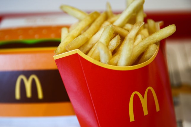 Fries and a burger from McDonald's