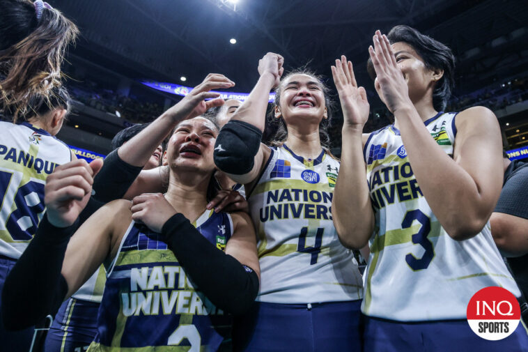 Bella Belen and the NU Lady Bulldogs  after winning the UAAP Season 86 women's volleyball championship with a sweep of UST Tigresse