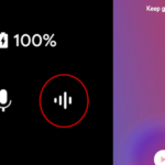 Two screenshots, one of the waveform icon, and one of the screen YouTube Music shows when listening.