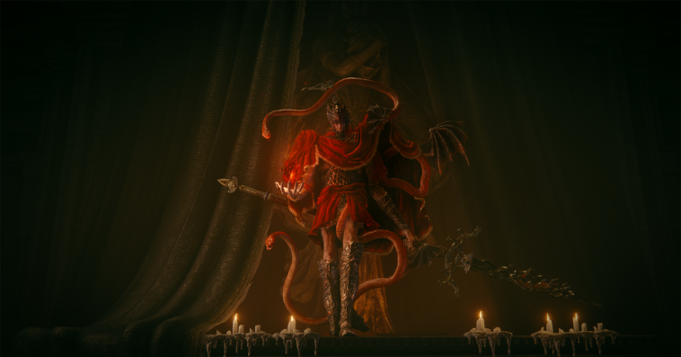 An in-game character from Elden Ring’s Shadow of the Erdtree DLC expansion.