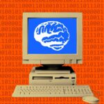 Photo illustration of a computer with a brain on the screen.