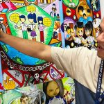 Michael John Maestro shows drug-abuse prevention illustrations by local students.