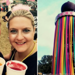 Estella and her wife Faye at Glastonbury in 2017, the year that they got engaged there.