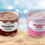 New Mcdonald's Vegan Scoop on beach background