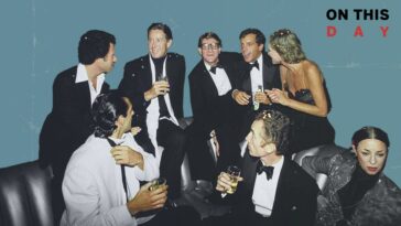 Halston and Yves Saint Laurent hold court at Studio 54 following the Opium launch party in 1978.