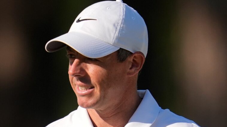 Rory McIlroy, of Northern Ireland, waves after making a putt on the 12th hole during the second round of the U.S. Open golf tournament Friday, June 14, 2024, in Pinehurst, N.C. (AP Photo/George Walker IV)