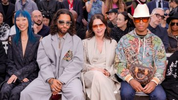 Soo Joo Park, Maluma, Juliette Binoche and Pharell Williams at the Kenzo Men’s Spring 2025 Ready-to-Wear Show