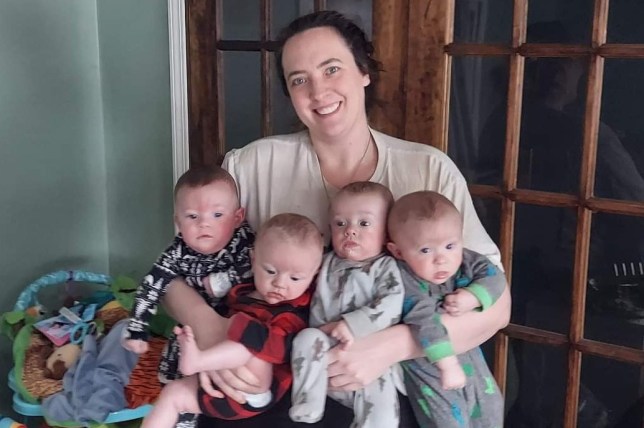 Karissa Vancamp-Smith, 34, with quads; Zackariah, Ian Shane, Daniel Robert and Lincoln Jesse.