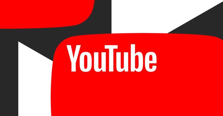 Illustration of a YouTube logo with geometric background