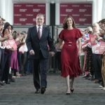 Britain's First Lady Victoria Starmer wearing Edeline Lee's Dada dress at the Labour Party conference in October.