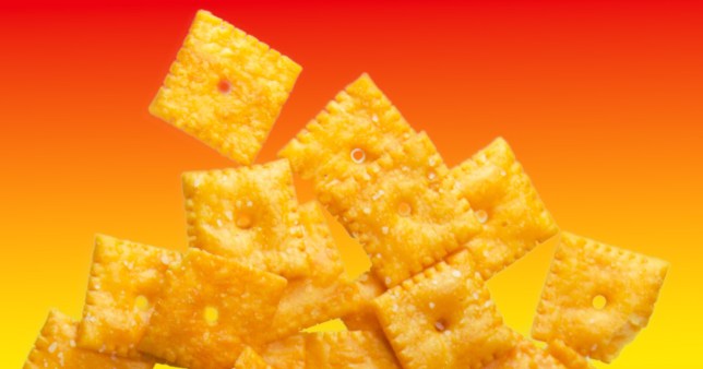 Cheez-Its on a colourful orange background