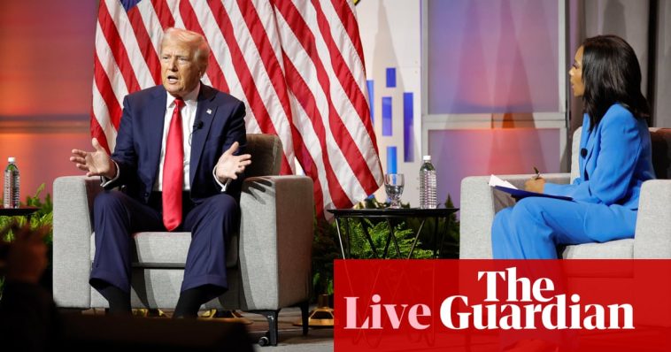 Harris campaign calls Trump’s heated interview with Black journalists ‘a taste of chaos and division’ – live