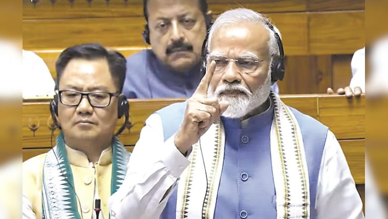 New Delhi: Prime Minister Narendra Modi replies to the Motion of Thanks on the President's Address in the Lok Sabha during the ongoing Parliament session, in New Delhi, Tuesday, July 2, 2024. (Photo: PTI)