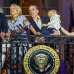 WASHINGTON, DC - JULY 04: (L-R) U.S. President Joe Biden, first lady Jill Biden, Hunter Biden holding Beau Biden and Naomi Biden watch fireworks on the South Lawn of the White House on July 04, 2023 in Washington, DC. The Bidens hosted a Fourth of July BBQ and concert with military families and other guests on the South Lawn of the White House. (Photo by Tasos Katopodis/Getty Images)